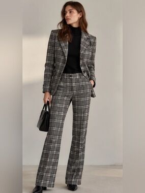 Maje Paris Plaid Wool Blend Suit Set | Blazer EU36 + Pants EU34